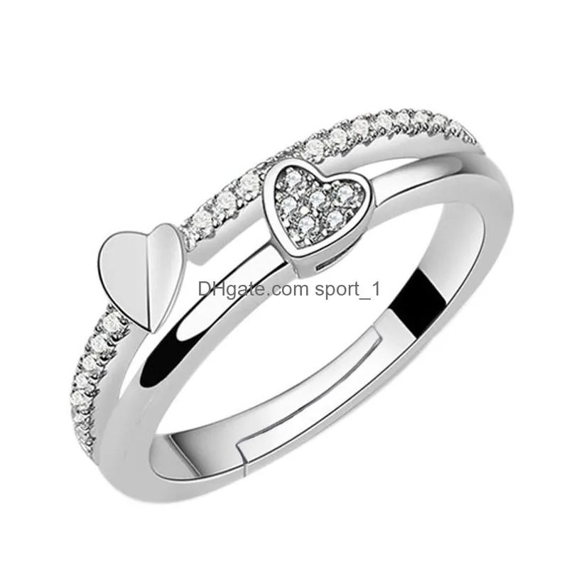 diamond heart ring womens open adjustable wedding engagement rings fashion jewelry will and sandy gift