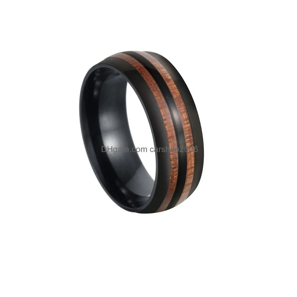 stainless steel wood double row ring band for men women fashion fine jewelry gift will and sandy