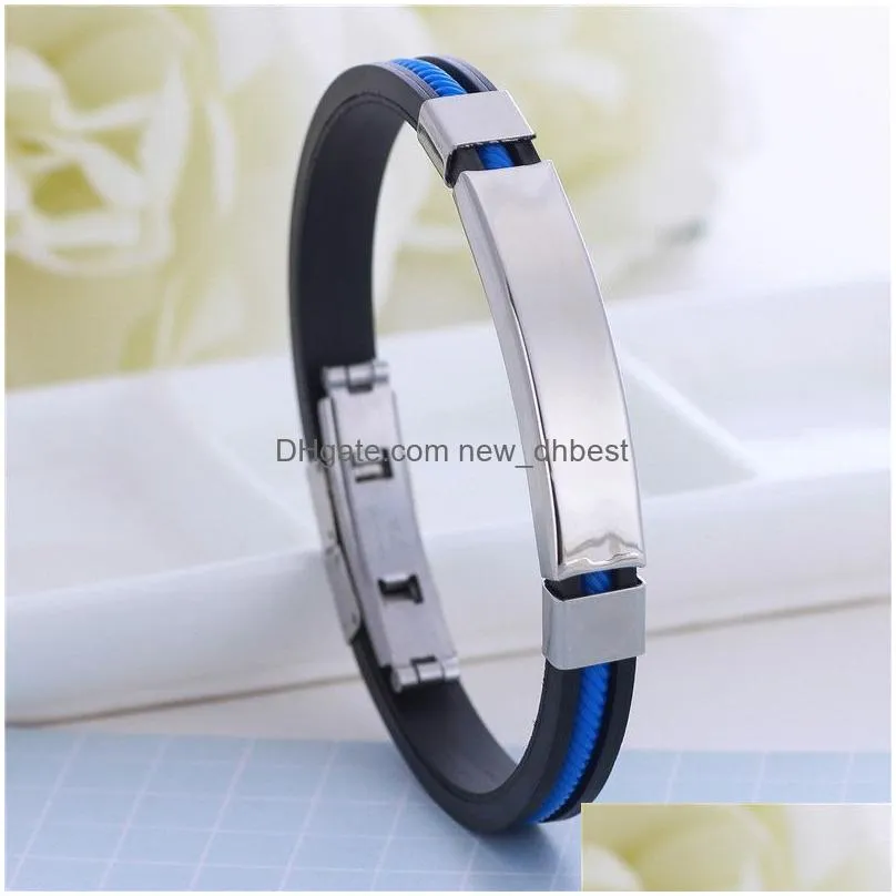 spiricle silicone bracelet bangle cuff stainless steel tag bracelets wristband for women mens fashion jewelry will and sandy gift