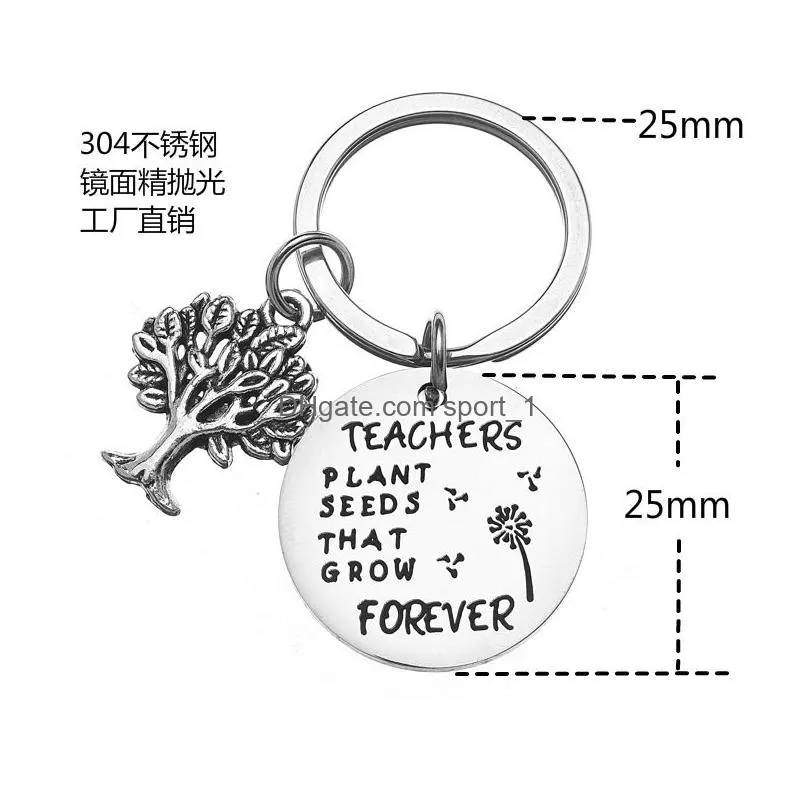 stainless steel teaches key ring tree charm letter teathers forever keychain holder hangs fashion jewelry will and sandy