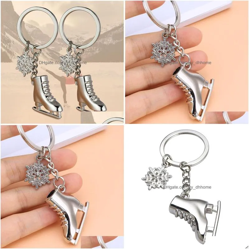 ice skate shoes keychains winter snow sports charm skate key ring bag hanging fashion jewelry