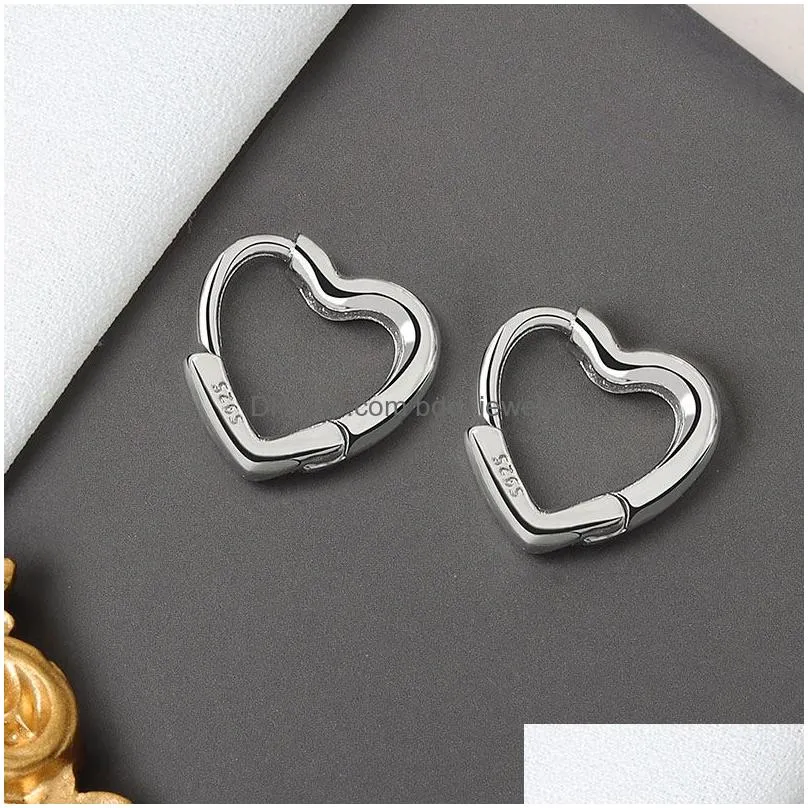  trendy elegant heart dangle earrings for women korean style charming simple silver color ear hoops jewelry