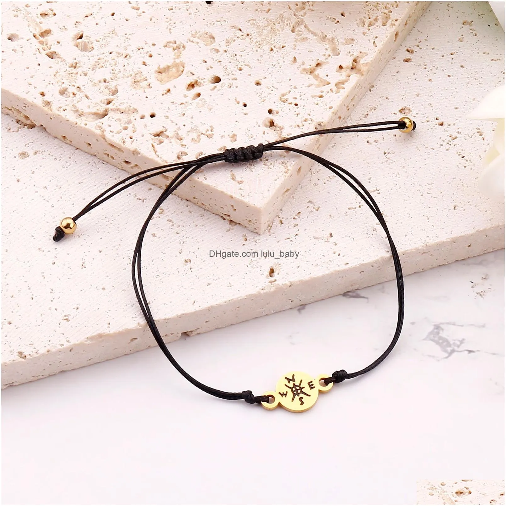 charm bracelet couple friendship compass pendant rope chain bracelet bangle for women men lucky jewelry