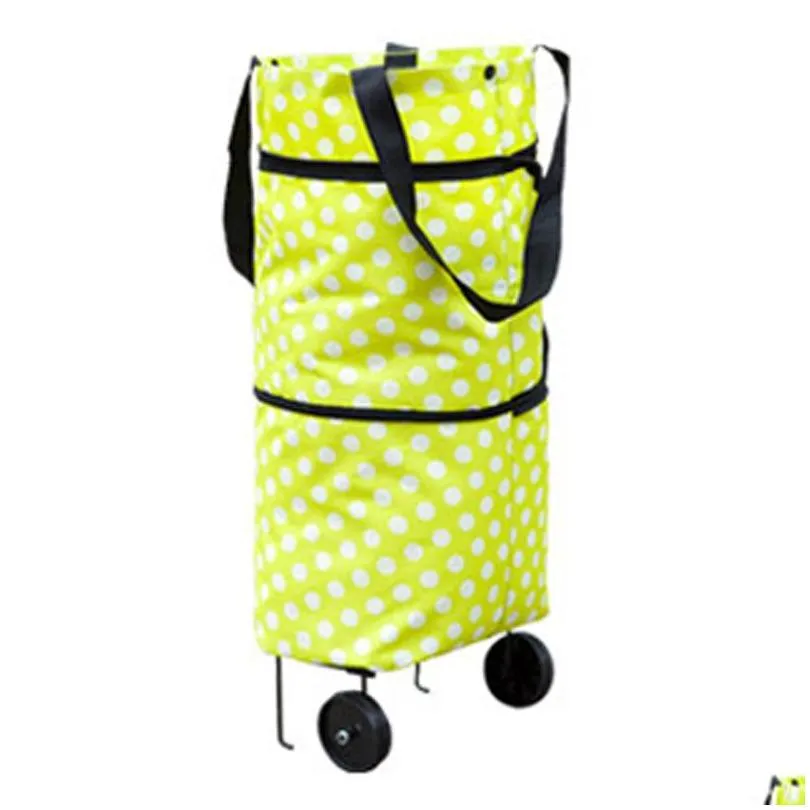 large capacity tugboat cart shop bag household foldable portable tugboat bag fashion tote supermarket shopping bag with 2 wheels