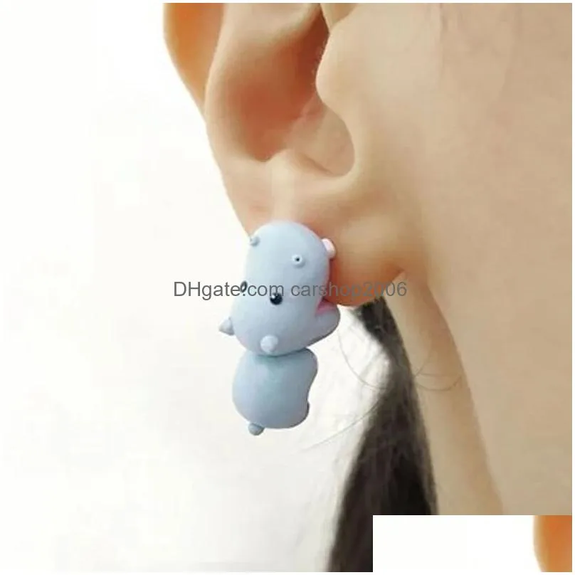 fashion threedimensional cute animal bite stud earring personalized pierced earrings