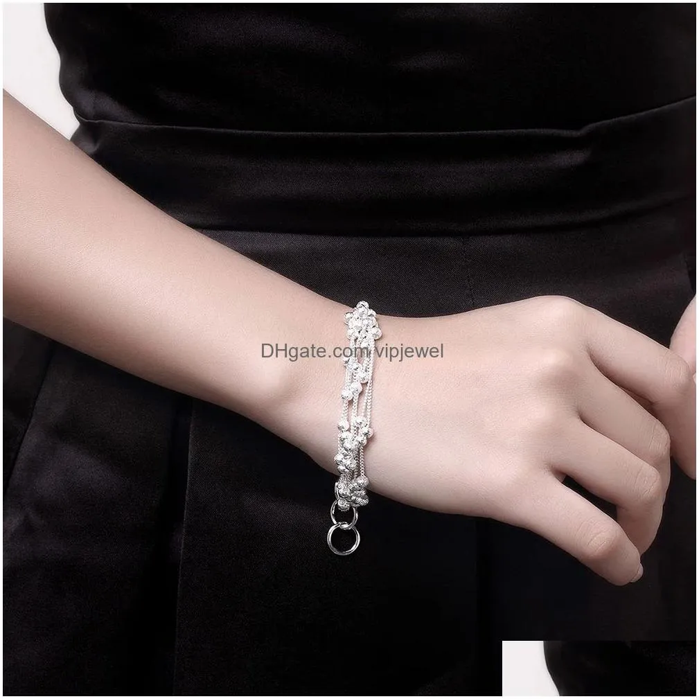 wholesale beads chain silver color bracelets for women lady wedding high quality fashion jewelry christmas gifts nice