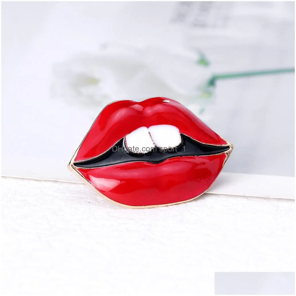 sexy smile red lip brooch pin business suit tops formal dress corsage brooches for women gift fashion jewelry