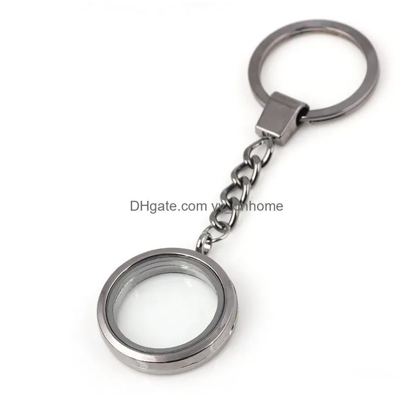 openable floating locket key rings round lockets pendants keychain diy fashion jewelry will and sandy silver gold
