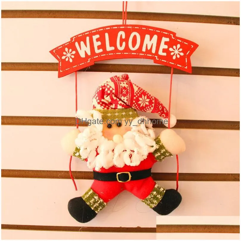 christmas decorations welcome santa snowman porch hangs cartoon figures christmas door hang wreath fextive home decor drop ship