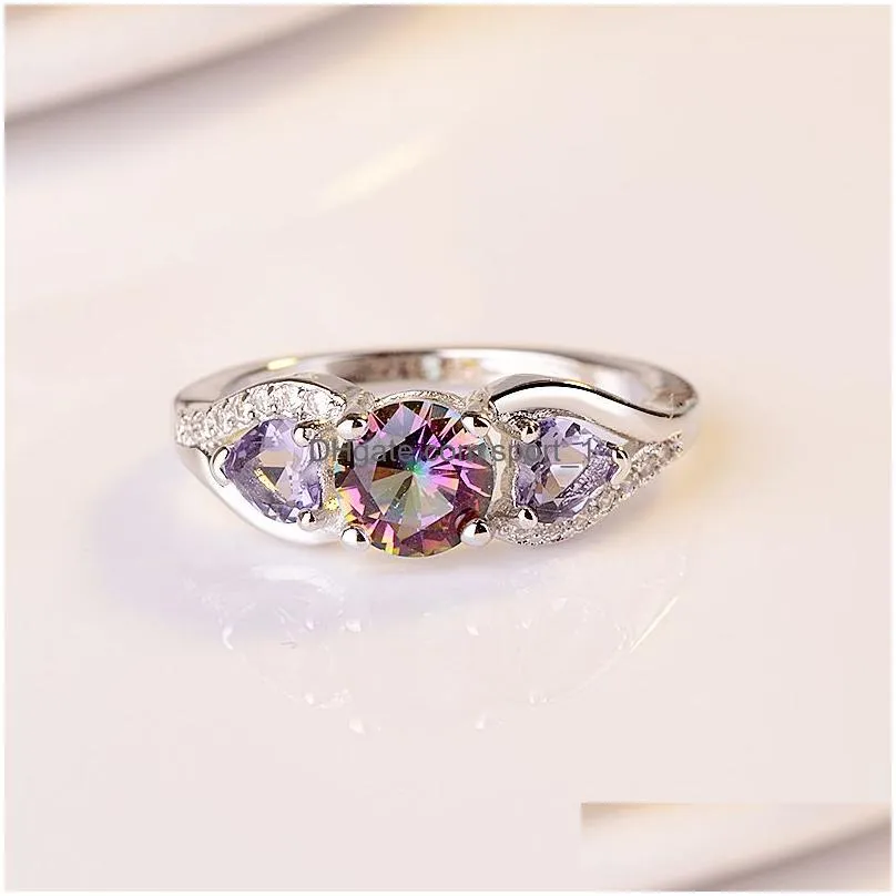 colorful heart diamond ring women engagement wedding rings fashion jewelry gift will and sandy