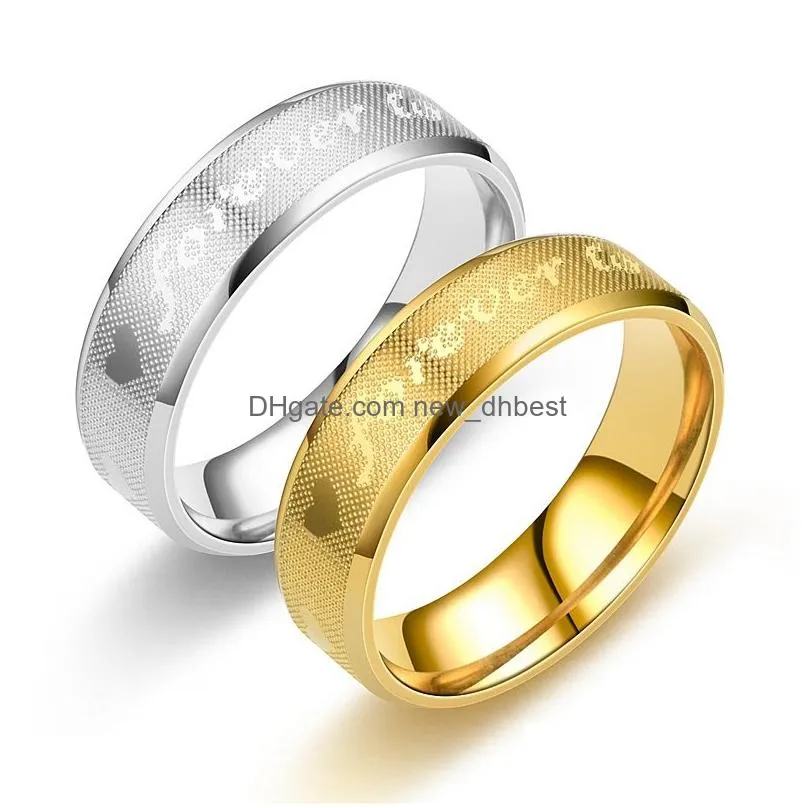 forever love letter band ring silver gold stainless steel heart couple rings for women men fashion jewelry gift will and sandy