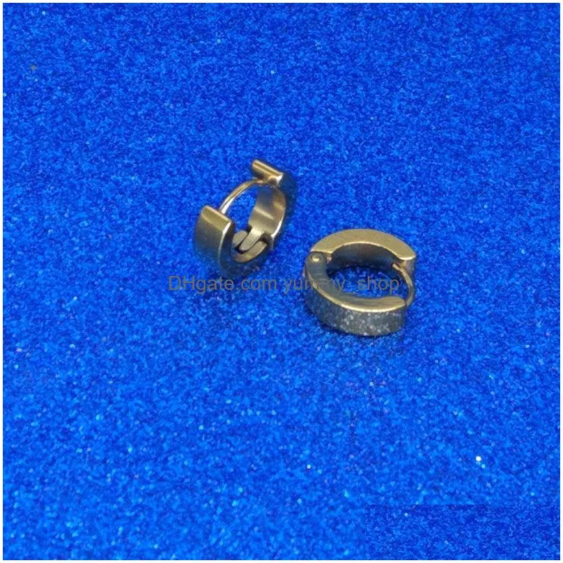 stainless steel hoop earrings black gold piercing ear ring stud men women hip hop fashion jewelry gift will and sandy