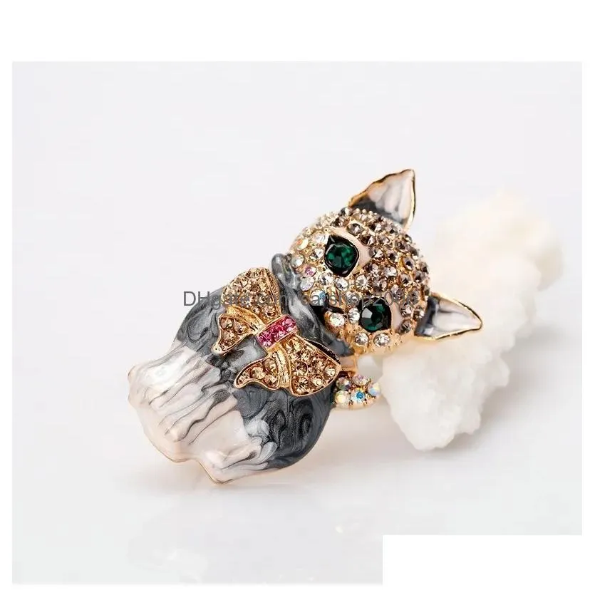 enamel diamond cat brooch pins animal design business suit top dress cosage for women men fashion jewelry will and sandy