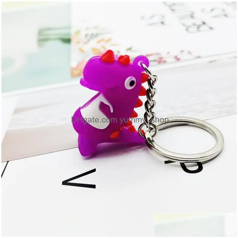 cartoon dinosaur keychain pvc animal dinosaur key rings hangbag backpack hangs hangs kids toys fashion jewelry will and sandy gift