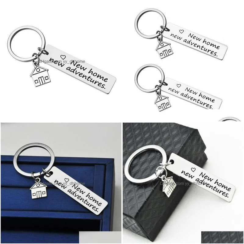 stainless steel key ring letter home id keychain holders bag hangs women men fashion jewelry will and andy