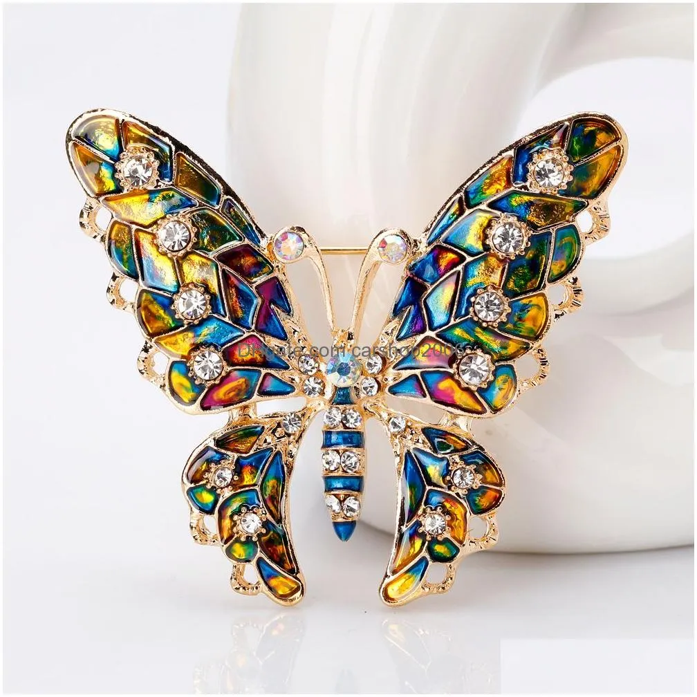 colorful enamel butterfly brooch gold crystal rhinestone brooches pins for women mens wedding bouquets fashion jewelry will and sandy