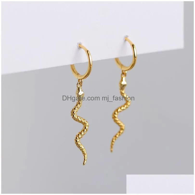 silver snakeshaped animal pendant hoop dangle earrings fashion retro gorgeous jewelry wholesale gift