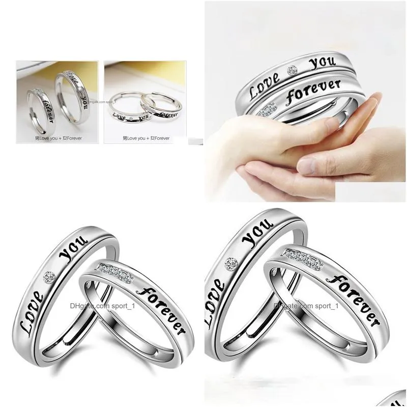 couple love you forever band rings crystal diamond engagement wedding ring for women men fashion jewelry gift will and sandy