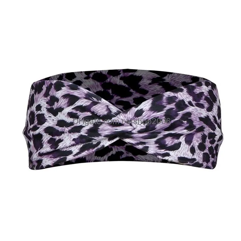 leopard cross tie headbands sports yoga stretch wrap hairband hoops fashion for women will and sandy