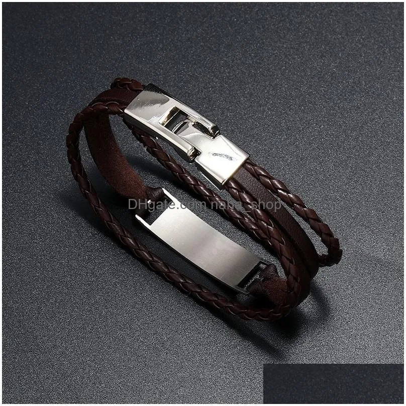 2021 new style handwoven multilayer bracelets combination accessory mens leather bracelet fashion man jewelry wholesale
