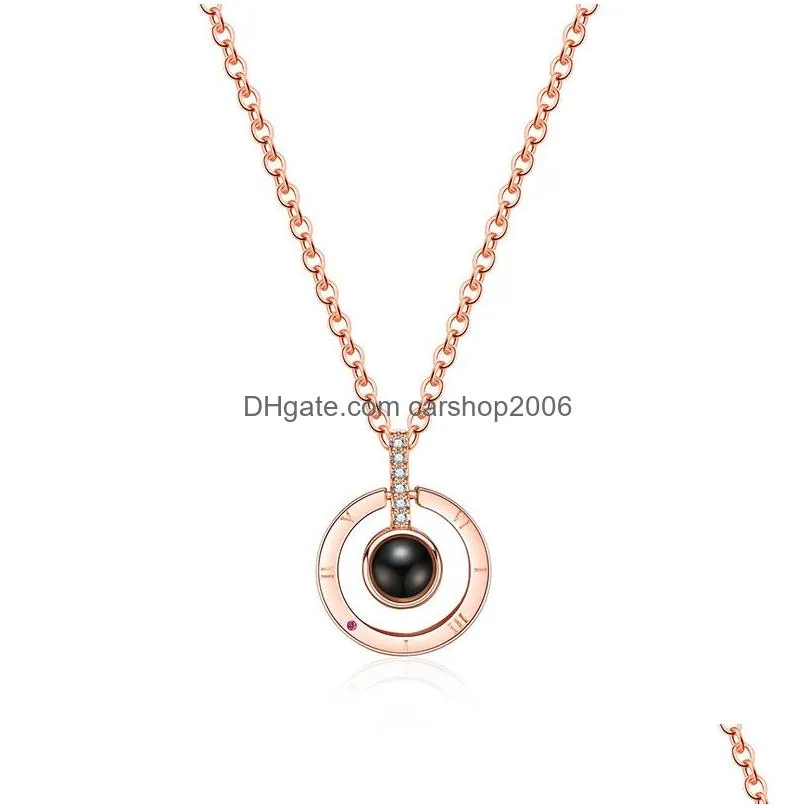 100 different languages projection necklace copper round i love you projection pendant necklaces memory wedding valentines day
