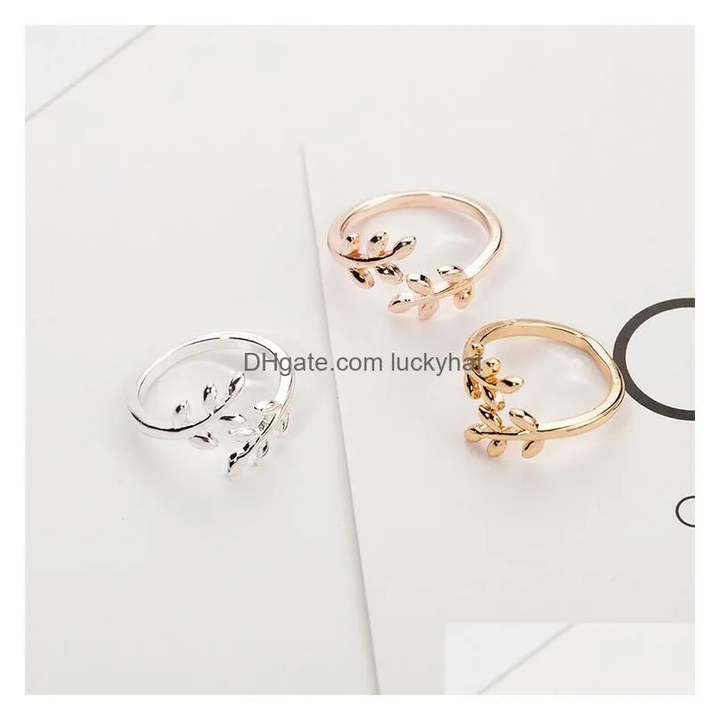 fashion branch bay leaf ring for women girl luxury vintage golden silver wedding rings jewelry accessories 2021