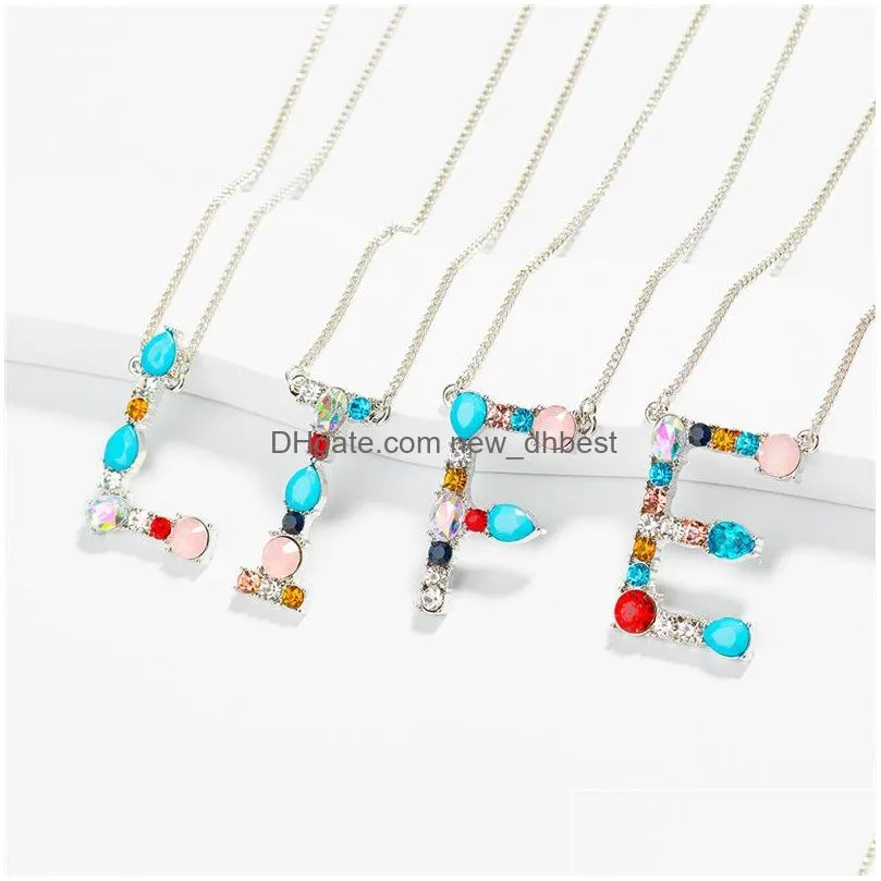 26 english initial necklace silver gold chains english letter diamond necklaces pendants women necklaces fashion jewelry will and sandy