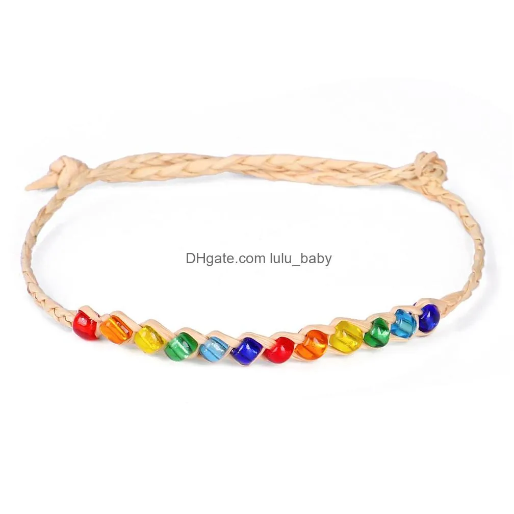 wholesale charm bracelets crystal bead love rafi grass handmade jewelry lady wish rope bracelet