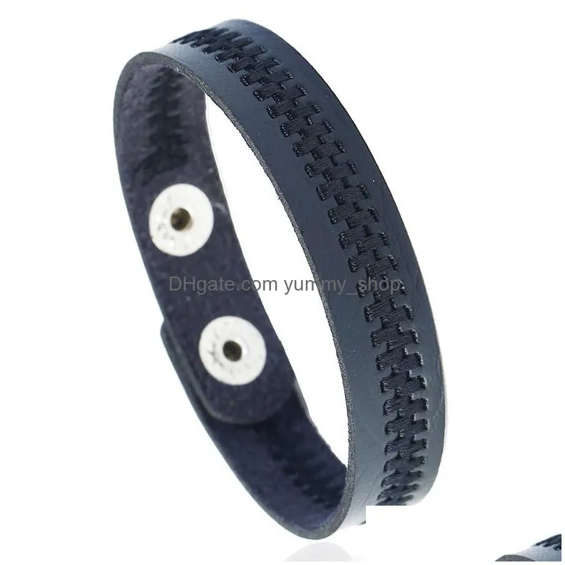 embroider leather bracelet button adjustable bracelet bangle cuff wristband for men women fashion jewelry