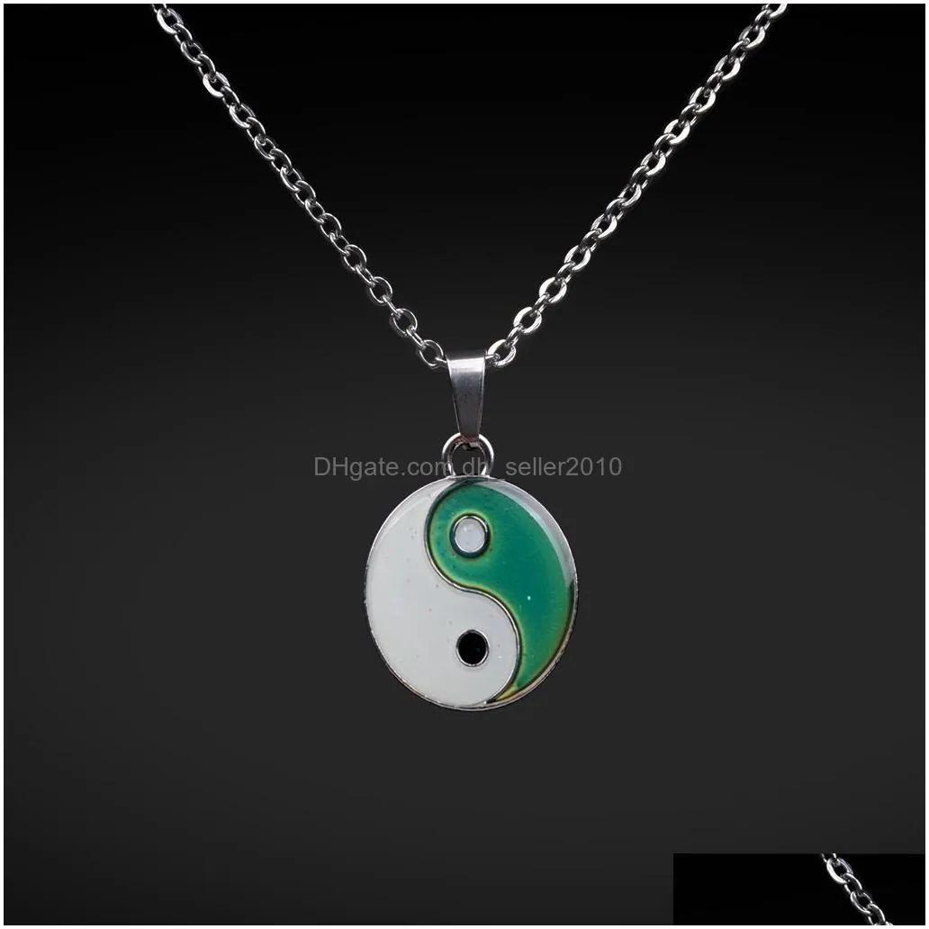 yinyang color changing temperature sensing necklace coin pendant women children necklaces fashion jewelry will and sandy