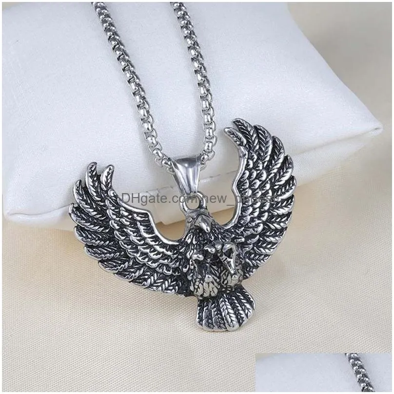 stainless steel  pendant necklace retro celtic bird charm necklaces for men fashion fine jewelry