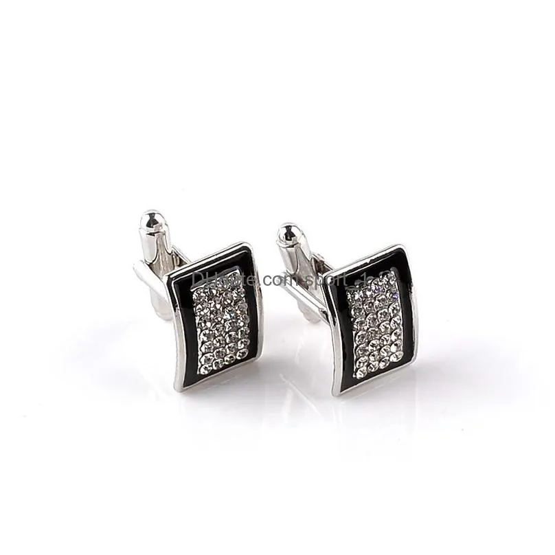 enamel diamond cuff links black red business shirt cufflink buttons for women men dress fashion jewelry will and sandy