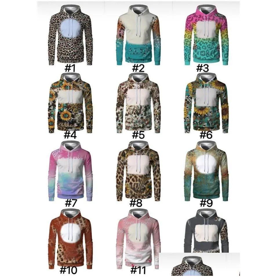 sublimation bleached hoodies party supplies heat transfer blank bleach shirt fully polyester us sizes for men women 0929