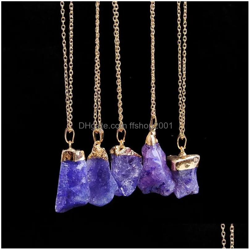 irregular crystal natural stone pendant necklace gold chains women mens necklaces fashion jewelry will and sandy