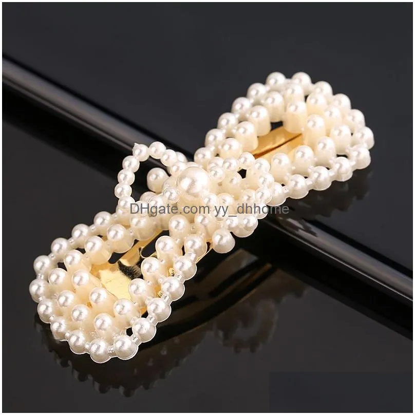 pearls hair clips for women girls acrylic resin heart bow crown barrettes geometric clip hairpins headwear