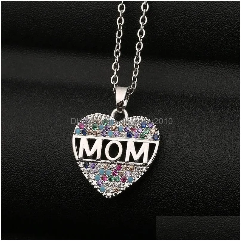 ziron diamond heart pendant necklace stainless steel chains mom necklaces mother gift will and sandy