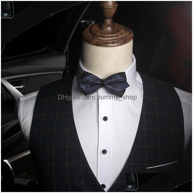 elegant adjustable bow tie plaid pattern business suit shirt bowtie for men engagement wedding ties dress