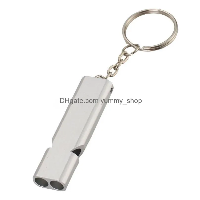 double tube frequency emergency survival whistle keychain out door sport mountaineering camping whistle keychain bag hangs