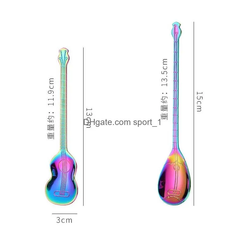 music musical instrument coffee spoon guitar shape stainless steel home kitchen dining flatware ice cream dessert spoons cutlery tool
