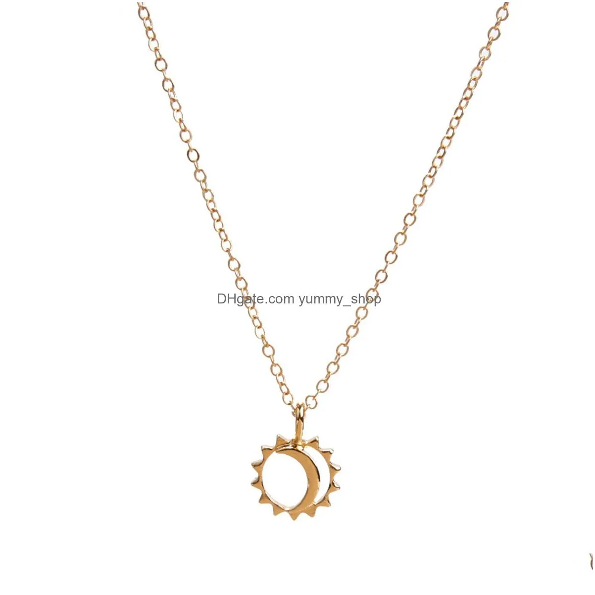 fashion sun necklaces pendants gold color alloy pendant necklace wish card jewelry for women girl jewelry birthday gift