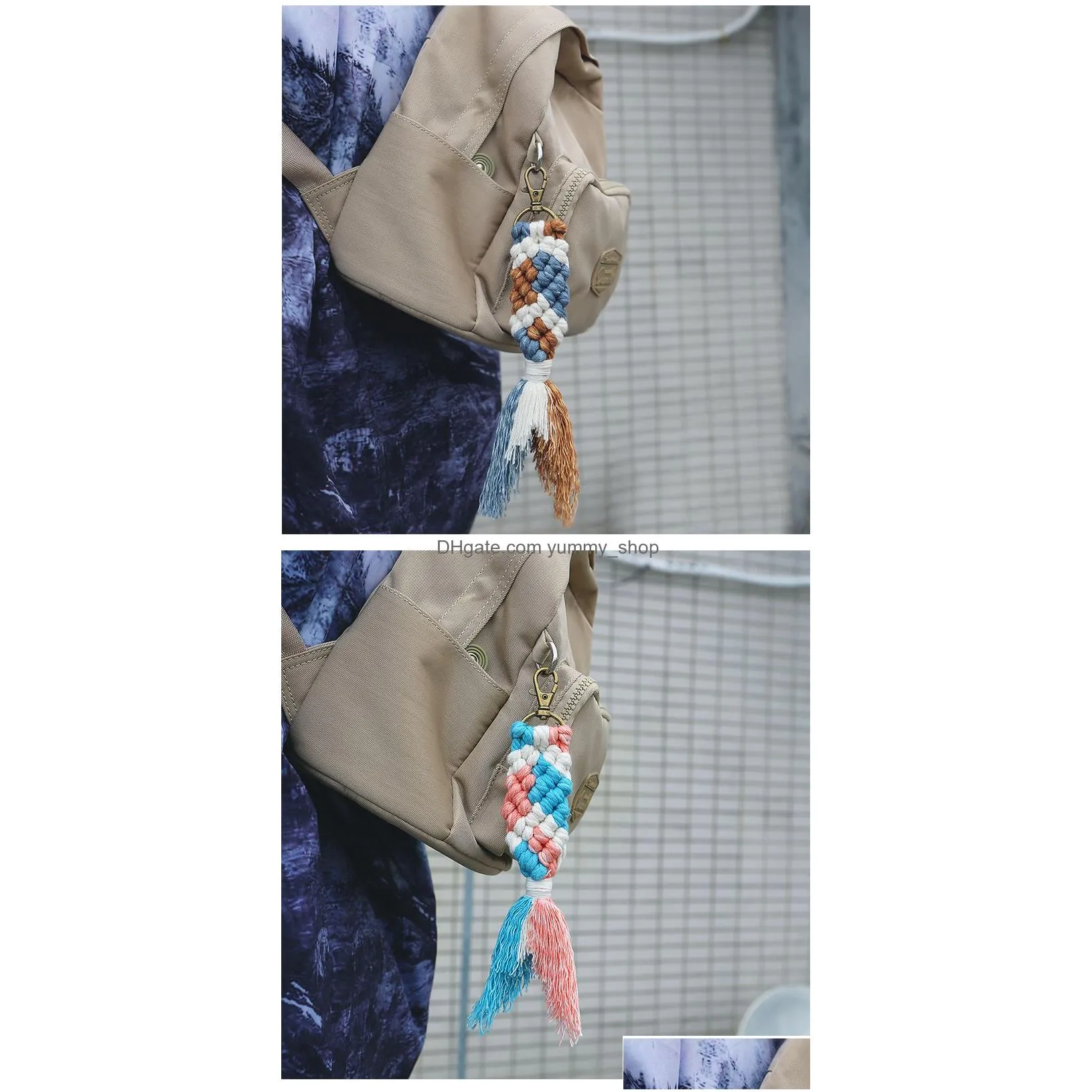 handwork cotton rope knit fish mermaid key rings handbag hangs for women men fashion jewelry will and sandy