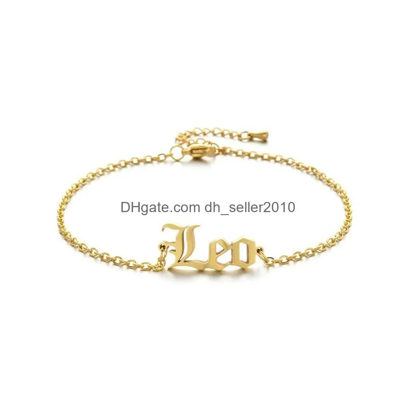 stainless steel horoscope sign charm bracelets silver gold chains women bracelet fashion jewelry will and sandy