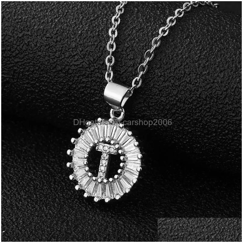cubic zircon english initial pendant necklaces 26 gold chains disc letter necklace for women fashion jewelry will and sandy