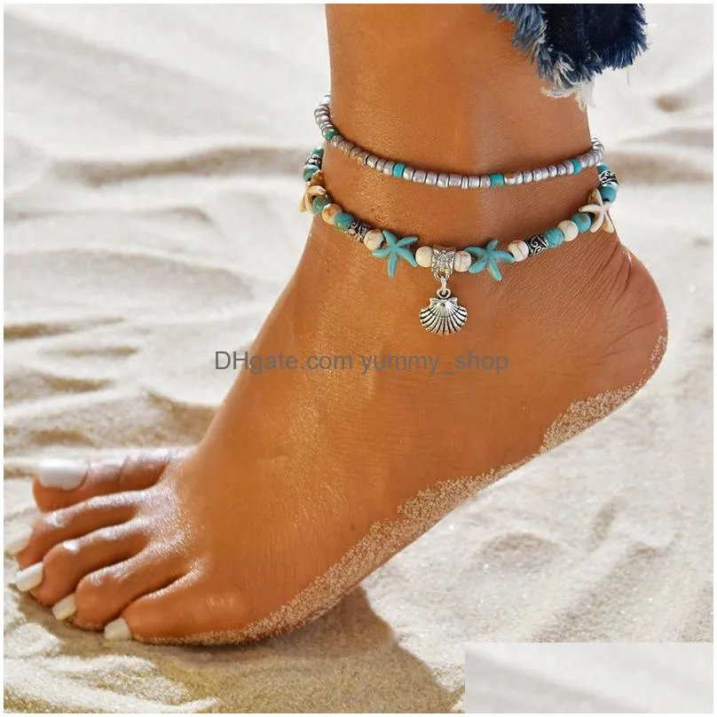 tree of life yoga shell turtle elephant anklet chain multilayer anklets bracelets foot summer beach fashion jewelry will and sandy