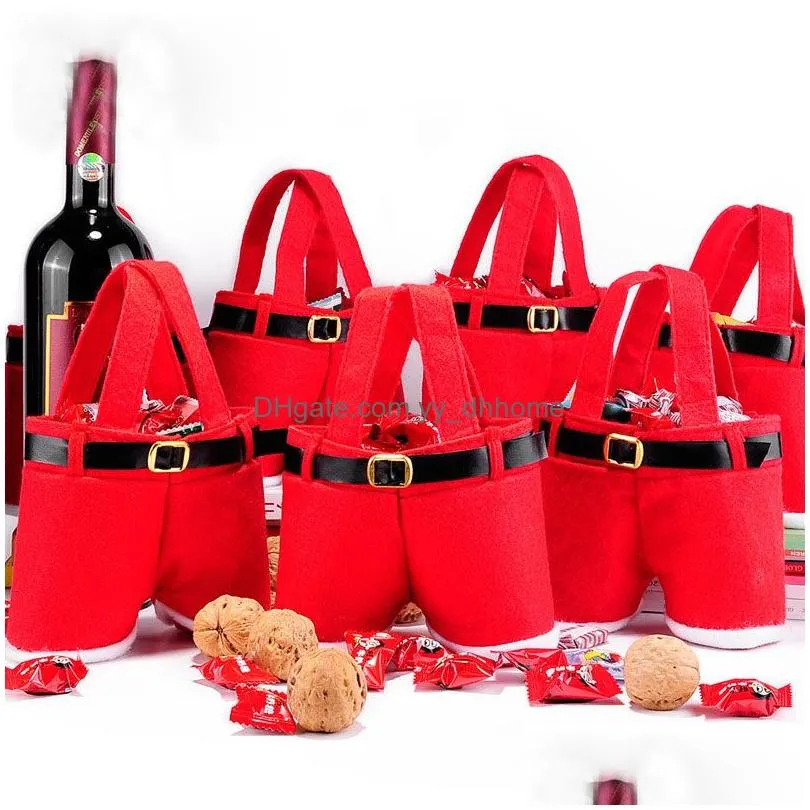 santa pants style christmas decorations gift bags candy bags christmas presents basket candy tote bags for party home decor