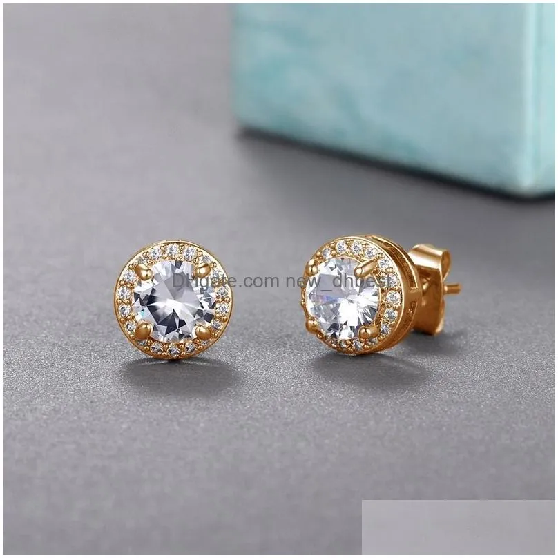 cubic zircon diamond stud earrings silver rose gold women ear rings wedding fashion jewelry gift will and sandy