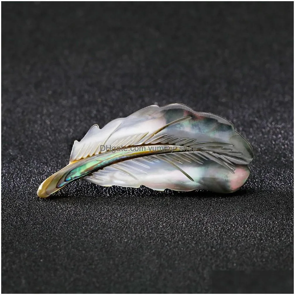 natural shell feather brooch shape corsage brooches for women fashion jewelry gift will and sandy