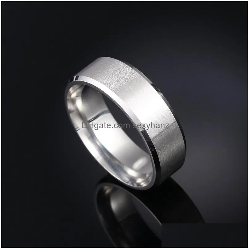 luxury fashion ring matte stainless steel wedding rings for men top quality gold plated jewelry silver blue black color