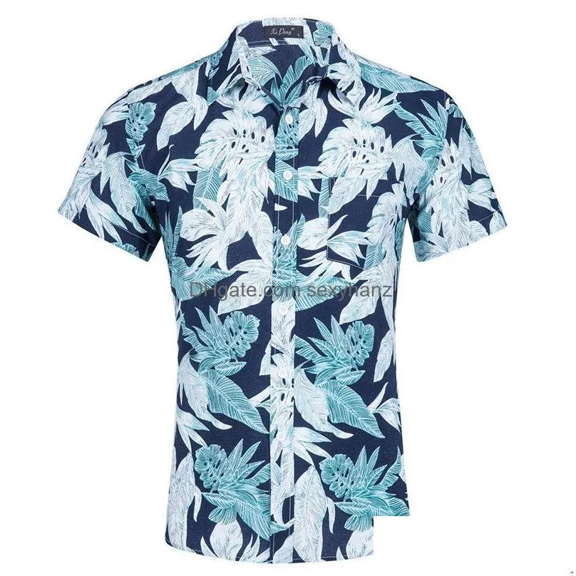 floral printed short sleeve shirts top summer beach casual shirt for men beach clothing