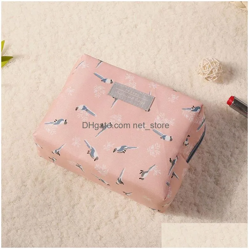 bird floral print cosmetic bags organizer bags high capacity zipper travel makeup bag women handbag luggage fashion